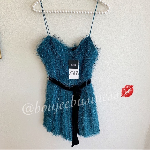 ZARA BNWT Belted Fringed Playsuit Jumpsuit - Picture 4 of 8